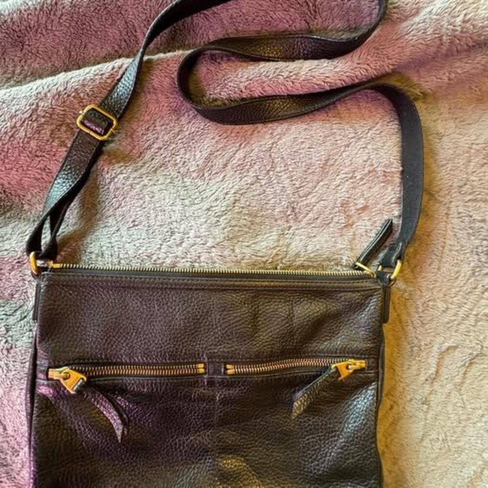 Fossil Black Leather Crossbody Bag Purse